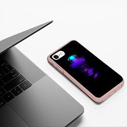 Чехол iPhone 7/8 матовый Луна SynthWave, цвет: 3D-светло-розовый — фото 2