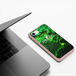 Чехол iPhone 7/8 матовый CS GO green abstract, цвет: 3D-светло-розовый — фото 2