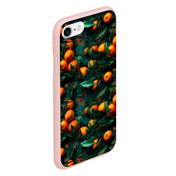 Чехол iPhone 7/8 матовый Яркие апельсины, цвет: 3D-светло-розовый — фото 2
