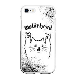 Чехол iPhone 7/8 матовый Motorhead рок кот на светлом фоне