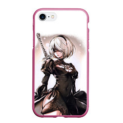 Чехол iPhone 7/8 матовый Nier: Automata - 2B TechnoBlade, цвет: 3D-малиновый