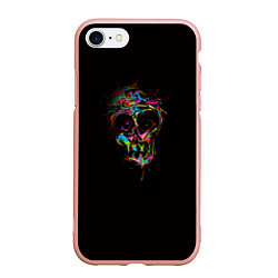 Чехол iPhone 7/8 матовый Череп - потекшие краски, цвет: 3D-светло-розовый