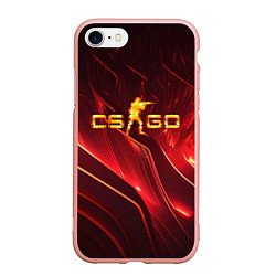 Чехол iPhone 7/8 матовый CS GO fire logo, цвет: 3D-светло-розовый