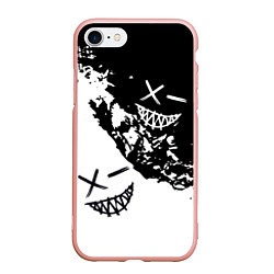 Чехол iPhone 7/8 матовый Smile - black and white, цвет: 3D-светло-розовый