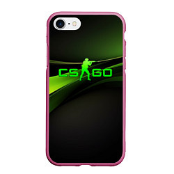 Чехол iPhone 7/8 матовый CS GO black green logo, цвет: 3D-малиновый
