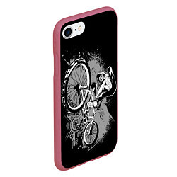 Чехол iPhone 7/8 матовый Bmx jump rider, цвет: 3D-малиновый — фото 2