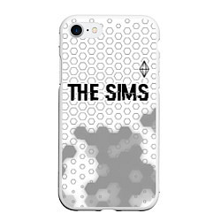 Чехол iPhone 7/8 матовый The Sims glitch на светлом фоне: символ сверху