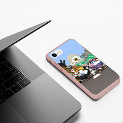 Чехол iPhone 7/8 матовый Chicken Gun Skibibi: Гарибальди и Мурка, цвет: 3D-светло-розовый — фото 2