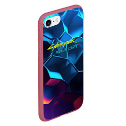 Чехол iPhone 7/8 матовый Cyberpunk 2077 neon style, цвет: 3D-малиновый — фото 2