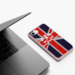 Чехол iPhone 7/8 матовый Asking Alexandria британский флаг, цвет: 3D-светло-розовый — фото 2