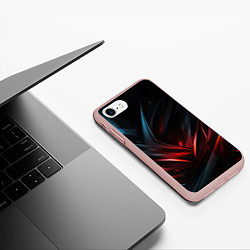 Чехол iPhone 7/8 матовый Black red abstract, цвет: 3D-светло-розовый — фото 2