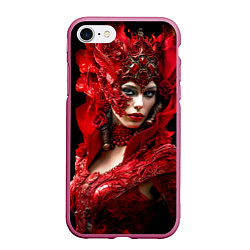 Чехол iPhone 7/8 матовый Красная королева, цвет: 3D-малиновый