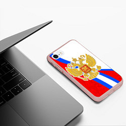 Чехол iPhone 7/8 матовый Герб РФ - Российский триколор, цвет: 3D-светло-розовый — фото 2