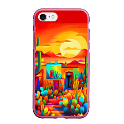 Чехол iPhone 7/8 матовый Мексиканский янтарный закат в пустыне, цвет: 3D-малиновый