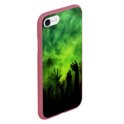 Чехол iPhone 7/8 матовый Зомби вечеринка, цвет: 3D-малиновый — фото 2