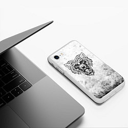 Чехол iPhone 7/8 матовый Черно-белый злой волк, цвет: 3D-белый — фото 2