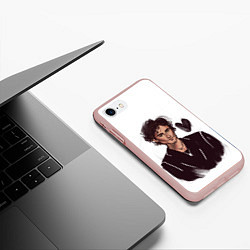 Чехол iPhone 7/8 матовый Портрет Тимоти Шаламе, цвет: 3D-светло-розовый — фото 2