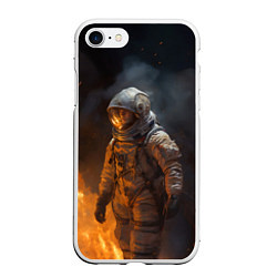 Чехол iPhone 7/8 матовый Огонь в космосе, цвет: 3D-белый