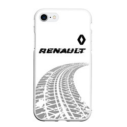 Чехол iPhone 7/8 матовый Renault speed на светлом фоне со следами шин: симв