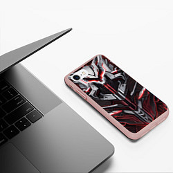 Чехол iPhone 7/8 матовый Красная кибер броня, цвет: 3D-светло-розовый — фото 2