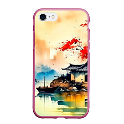 Чехол iPhone 7/8 матовый Краски природы, цвет: 3D-малиновый