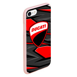 Чехол iPhone 7/8 матовый Ducati - red stripes, цвет: 3D-светло-розовый — фото 2