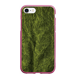 Чехол iPhone 7/8 матовый Мятая зеленая ткань, цвет: 3D-малиновый