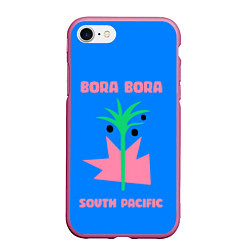 Чехол iPhone 7/8 матовый Бора-Бора - Тихий океан, цвет: 3D-малиновый