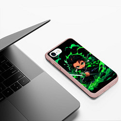 Чехол iPhone 7/8 матовый Танджиро Комадо - чибби арт, цвет: 3D-светло-розовый — фото 2