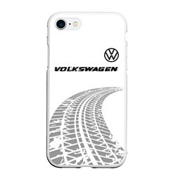 Чехол iPhone 7/8 матовый Volkswagen speed на светлом фоне со следами шин: с