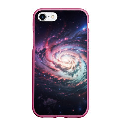 Чехол iPhone 7/8 матовый Спиральная галактика в космосе, цвет: 3D-малиновый