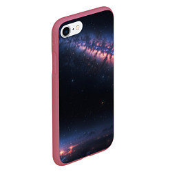 Чехол iPhone 7/8 матовый Млечный путь в звездном небе, цвет: 3D-малиновый — фото 2