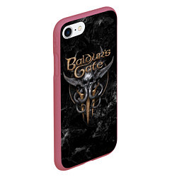 Чехол iPhone 7/8 матовый Baldurs Gate 3 dark logo, цвет: 3D-малиновый — фото 2