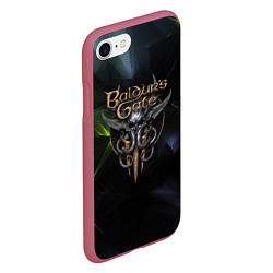 Чехол iPhone 7/8 матовый Baldurs Gate 3 logo dark green, цвет: 3D-малиновый — фото 2