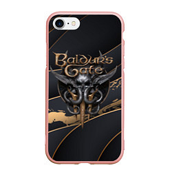 Чехол iPhone 7/8 матовый Baldurs Gate 3 logo dark logo, цвет: 3D-светло-розовый