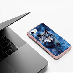 Чехол iPhone 7/8 матовый Голова волка на ледяном фоне, цвет: 3D-светло-розовый — фото 2