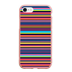 Чехол iPhone 7/8 матовый Яркие полоски, цвет: 3D-светло-розовый