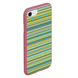 Чехол iPhone 7/8 матовый Горизонтальные разноцветные полосы, цвет: 3D-малиновый — фото 2