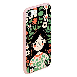 Чехол iPhone 7/8 матовый Девочка в цветах - Бохо, цвет: 3D-светло-розовый — фото 2