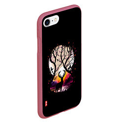 Чехол iPhone 7/8 матовый Лесной король ночью, цвет: 3D-малиновый — фото 2