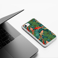 Чехол iPhone 7/8 матовый Паттерн карпы кои, цвет: 3D-белый — фото 2