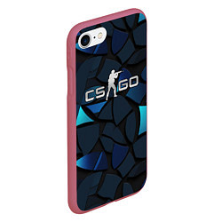 Чехол iPhone 7/8 матовый CS GO blue black elements, цвет: 3D-малиновый — фото 2