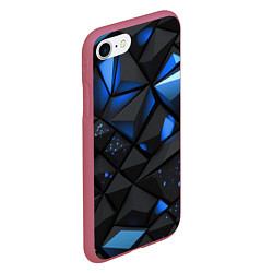 Чехол iPhone 7/8 матовый Blue black texture, цвет: 3D-малиновый — фото 2