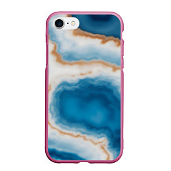Чехол iPhone 7/8 матовый Волна голубого агата, цвет: 3D-малиновый