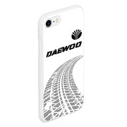 Чехол iPhone 7/8 матовый Daewoo speed на светлом фоне со следами шин: симво, цвет: 3D-белый — фото 2