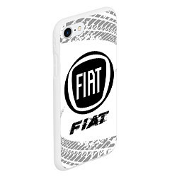 Чехол iPhone 7/8 матовый Fiat speed на светлом фоне со следами шин, цвет: 3D-белый — фото 2