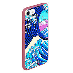 Чехол iPhone 7/8 матовый Большая волна в Канагаве сакура, цвет: 3D-малиновый — фото 2