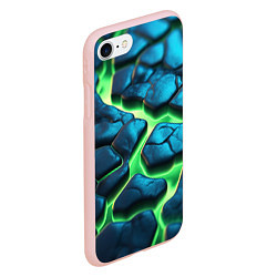 Чехол iPhone 7/8 матовый Разломленные зеленые плиты, цвет: 3D-светло-розовый — фото 2