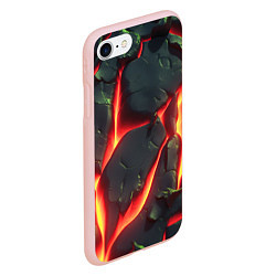 Чехол iPhone 7/8 матовый Красные плиты с лавой, цвет: 3D-светло-розовый — фото 2