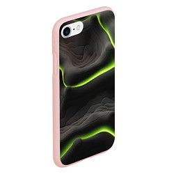 Чехол iPhone 7/8 матовый Green black texture, цвет: 3D-светло-розовый — фото 2